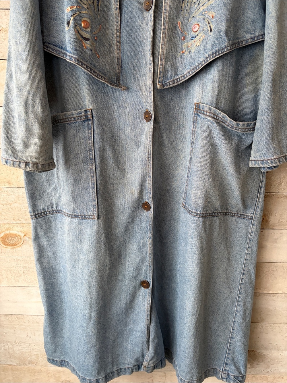 Boho Denim Duster hand painted - Picture 7 of 9